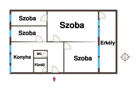 Eladó Lakás 6100 Kiskunfélegyháza Belvárosi, 77 m2-es, 2+2 félszobás erkélyes lakás