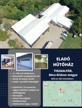 Eladó Ipari 6066 Tiszaalpár , Nagyon jó állapotú, azonnal használható hűtőház az M44-nél!